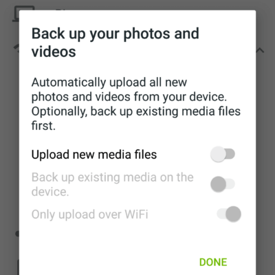 Android App Backup Settings