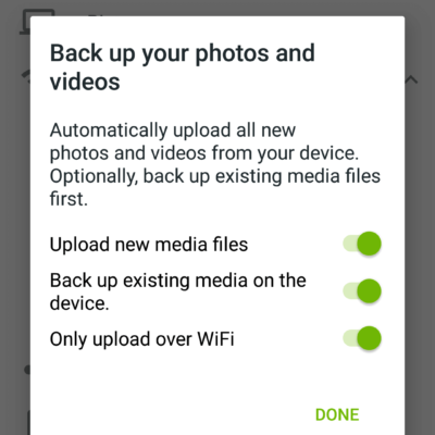 Android App Backup Settings